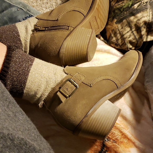 Sonoma Brown Suede Heeles Booties with Buckle - Picture 6 of 8